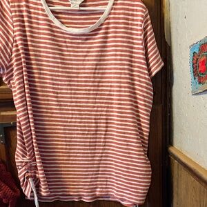 Liz Claiborne Red and White Striped Short Sleeve Tee